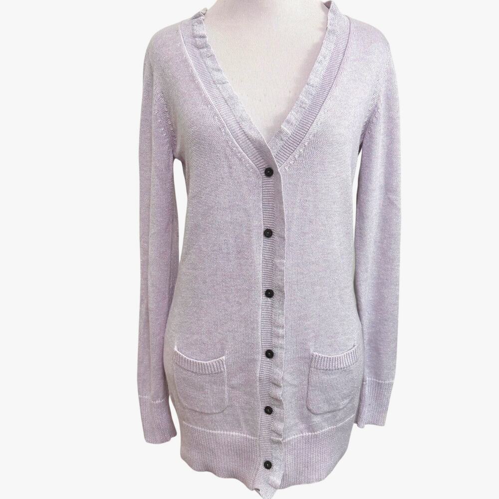 Victorias Secret Y2K Button Front Knit Cardigan S Purple Pastel Coquette Sparkle